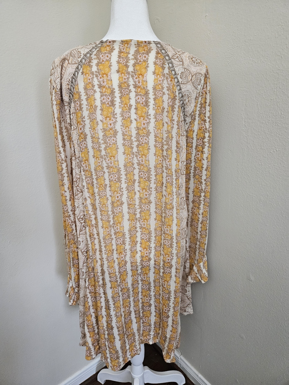 Free People Cream Floral Tunic with Mustard and Brown Accents - Picture 2 of 12